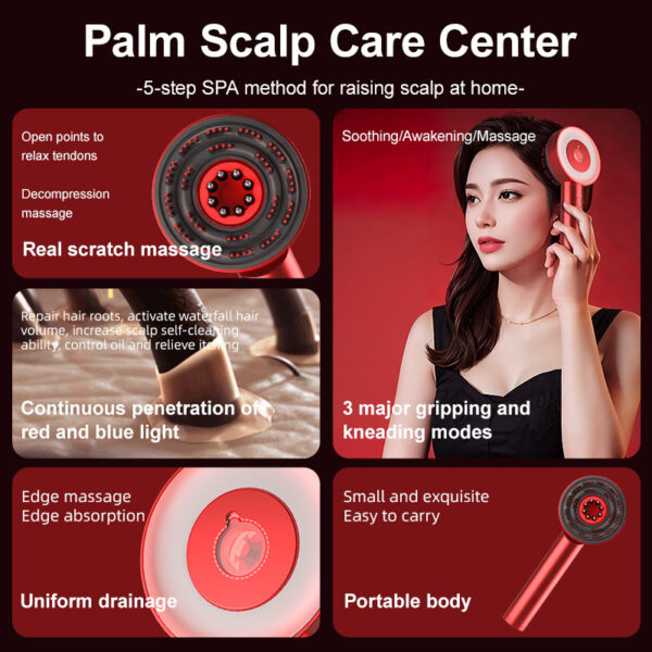 Hair Scalp Brush Massager with Red Light for hair growth