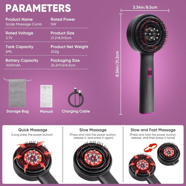 Hair Scalp Brush Massager with Red Light for hair growth