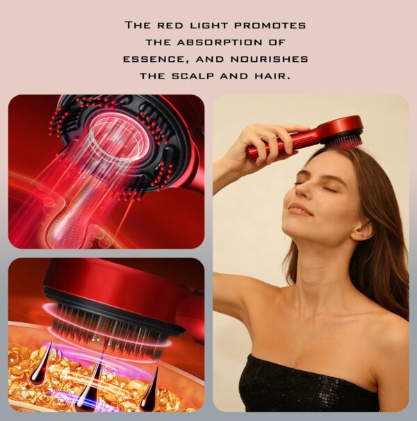 Hair Scalp Brush Massager with Red Light for hair growth